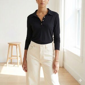 Bleusalt Malibu Black "The Point" Long Sleeve Polo Shirt - Small (1)